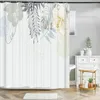 Cortinas de ducha Hojas de hojas tropicales impresas 3D para baño Cortina impermeable de poliéster de planta natural