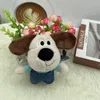 Schattige pluche honden Pandent Keyring voor meisjes cartoon gevulde schattige geklede hond piloot honkbal cap puppy poppen hanger sleutelhanger