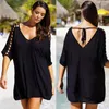 Sexy vrouwen Summer Beach Cover Up Beachwear Sarong Hollow Out Vrouwelijk Drag Kaftan Loose Dress Plus Maat