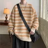 Men's Sweaters 2024 Autumn Winter Men Fashion Sweater Striped Loose Tops Male O Neck Knitted Pullovers Mens Casual Long Sleeve Jumpers I786
