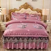 Ensembles de literie chaude hiver chinois chinois cristal corail velours jupe 4 pièces ensemble 1,8 m de flanelle couverture de flanelle