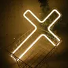 Cross LED LED SIGN USB SIGN Shaped com Switch Wall Art Hanging Lamp for Holiday Bar Wedding Party Club Room Decoração 0415