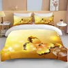 Ensembles de literie 10 tailles Gold Butterfly Set Luxury Black Hover Cover Lits Coubitre imprimé 3D pour le lit pour adultes