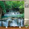 Shower Curtains 3d Waterproof Waterfall Forest Scenery Bathroom Polyester Fabric Washable Decor Bath