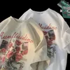 Mens sommarblommor bomullsmönster överdimensionerad t-shirt avslappnad lyx kortärmad retrokläder elegant toppnivå förberedande stil 240507