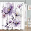 Shower Curtains Watercolor Pink Purple Floral Curtain Greens Botanical Butterfly Farm Modern Spring Vine Polyester Bathroom Decor