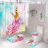 Shower Curtains Colorful Butterfly Curtain Sets Spring Graden Pink Floral Bathroom Decor Non-Slip Toilet Lid Cover Rug Bath Mat