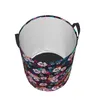 Laundry Bags Folding Basket Hawaiian Tropical Floral Pattern Round Storage Bin Large Hamper Collapsible Clothes Toy Bucket Organizer