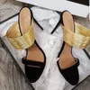 Designer Modemarke Frauen Sandalen Kleider Party Pantoffeln Muster mit offenen Absätzen Anti -Slip -Dekoration Schlanke High Heels