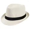 Berets unisex hoed mannen vrouwen fedora trilby brede riem pet strand zonneren heer adlut