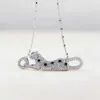 High end designer card New Necklace Leopard Head Collar Chain Womens Full Diamond Pattern Cheetah Double Ring Sweater Chain Full Diamond Platinum