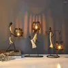 Candle Holders Metal Wote Holder Centerpiec Dekoracyjny Tealight Streszczenie postaci rzeźba