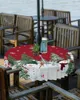 Table Cloth Christmas Snowman Snowflake Outdoor Tablecloth With Umbrella Hole Zippered Waterproof Picnic Patio Round Cover