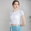 Aktif Gömlek Yoga Top Bandaj Sporları T-Shirts Kadın Lycra Fitness Gym Giriş Maya Pilates Giysileri Eğitim Giyim Moru Mor