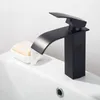 Bathroom Sink Faucets Water Mixer Tap Basin Faucet Single Hole Brass Black Waterfall Toilet Taps