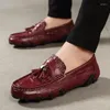 Chaussures décontractées Men Génétique en cuir Business Crocodile Modèles mocassins Fashion Moccasins Mâle Mâle Plats à Slip-On Comfant Homme