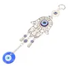 Decoratieve beeldjes gekleurde glazen duivel Eye Moon hanger Lucky Elephant Home Decor Ornament Turkse blauwe Hamsa Handlegering Hangende moeder