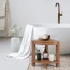 Boîtes de rangement tabouret de douche d'angle HDPE étanche à 2 niveaux avec étagère petit banc de spa de salle de bain