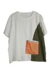 Women's T Shirts Xitao Casual Patchwork T-shirt O-Neck Kontrast Färg Kort ärm Pullover-dragkedja Pocket Loose Fashion Women Top Lyd1745