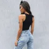 Mulher camiseta Tops Tees Crop Crop Top Summer Bordado Bordado Sexy ombro Black Tank Casual Camisas sem mangas traseiras Designer de luxo de color