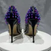 Mix colors All Spikes Rivets Cover Shoes Women Leather Super High Heels 8 / 10 / 12 Cm Wedding Party Ladies Plus Size 43 44 45