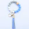 Bangle Silicone With Beaded Tassel Keychain For Women Party Favor, Wristlet Key Ring Bracelet Fy2981 Jn16