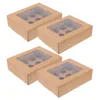 Nehmen Sie Container 4 PCs Papt Cup Muffin Box Cupcake 12 Count Mini Boxen mit Deckentil