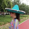 Boinas coloridas largura variação mexicana chapéu de verão sombrero palha de palha decoração de halloween praia ao ar livre
