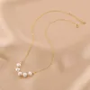 ペンダントネックレスミナールインシンファッションバロック淡水真珠の魅力女性のためのリアルゴールドメッキ銅ビーズストランドチョーカーネックレス