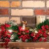 Decorative Figurines 5.9ft/180cm Christmas Red Berry Garland Optional Lighting Indoor Artificial Wreath Decoration For Year Holiday