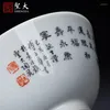 Ensembles de voiles de thé | Ceramic Tea tasse peinte à la main Wenhua Calligraphie shou kangning chapeau maître Jingdezhen set