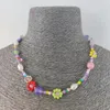 Collares colgantes Collar de perlas hechas a mano para regalos de fiesta femenina con flores de margarita salvaje s. cadena de cinta de arroz de arroz al por mayor