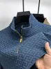 Yüksek uç geometrik jakard sweater erkekler fermuarlı ayağa kalkmak uzun kollu tişört sonbahar moda markası gevşek fermuar 240430