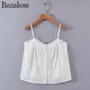 Vestidos de trabalho 2024 Bazaleas Store Mulheres tricotadas de duas peças Botões de algodão Up Salia Camisole com Camis Feminino Feminino Oficial