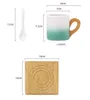 Cups Saucers 200ml Creative Cup with Bamboo Handle and TrayPorcelain Breakfast Milk Coffee Tea MugKitchen Water DrinkwareTeacupCoffee Mug