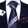 Neck Tie Set modemerk Slik stropdas voor mannen geweven feestelijk huidige tie zakdoek manchetknoop set stropdas shirt accessoires rood gestreept