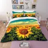 Ensemble de literie motif de tournesol 3D Home Textile Couper à couverture d'oreiller Simple Boy and Girl Set Single Double Bed