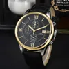 2024 Fashion Men's Elite Watch Men's Business Casual Watch 6-pin round display Calendar Leather strap