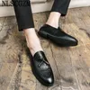 Dress Shoes Slip On Men Tassel Brown Leather From Italy Loafers For Office 2024 Chaussure Mariage Zapatillas