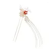 Haarclips U -gevormde sticks Forks Vintage Chinese stijl Haarspelden Flower Headpieces Pearl Hairclips Lange Tassel -sieraden voor vrouwen