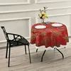 Tkanina stołowa Czerwone okrągłe poliestrowe tkaniny pokrywa koronkowe obrus do kuchennego stołowego