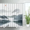 Zasłony prysznicowe atrament krajobraz akwarela górska woda las chiński styl sztuki sztuka poliestr tkanin wystrój łazienki haczyki