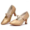 Sapatos de dança Swdzm Meninas modernas dançando salão de baile latino para sola macia de salto alto 3,5/5/7.5cm