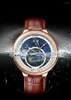 Montre-bracelets Tourbillon Automatic Watch for Men Luxury Mécanique Mélanges Classic Wristwatch Man Leather Band Business Reloj