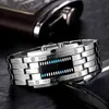 Bandes de montre pour hommes 50 mètres imperméables Lava Lava Double Row LED LED Binaire Strip électronique Mouvement électronique Reloos Masculino Q240510