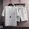 Мужские спортивные костюмы летние футболки Шорты 2 штуки установлены белые спортивные костюмы Mens 3D Letter