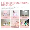 Table Lamps Press LED Desk Lamp With USB Charging Port And Pen/Phone Holder Rechargeable Study For Teens Pink