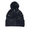 Plus paillettes invernali a maglia invernale Veet per Women Beanie Hat UNISEX Elastico elastico Capo hip hop salotto cofano largo 920 920