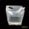 Sacos de armazenamento Bolsa de sucção de bocos transparentes com alça de suco de chá de chá de chá de mocktali 4500ml 10pcs