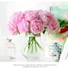 Fiori decorativi 5 pezzi/lotto bouquet artificiale peonia grande per la sposa da sposa decorazione automobilistica europea di seta finta rosa fiore party